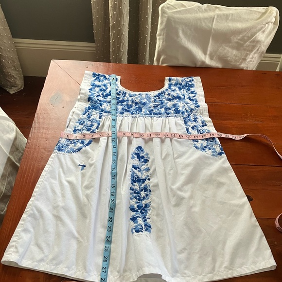 Mi Golondrina white & blue embroidered Flores blouse Sz L - Picture 5 of 7